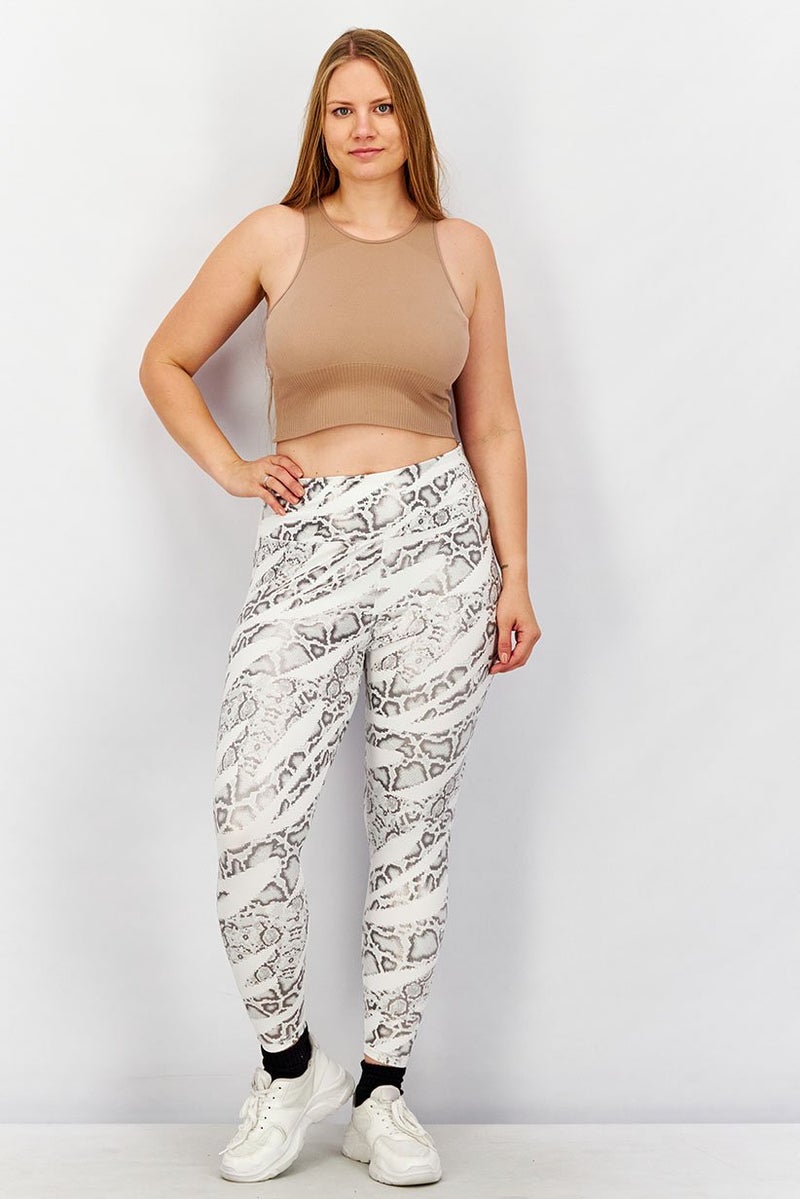 PUMA Women Textured Leggings, White and Silver  - Image 2