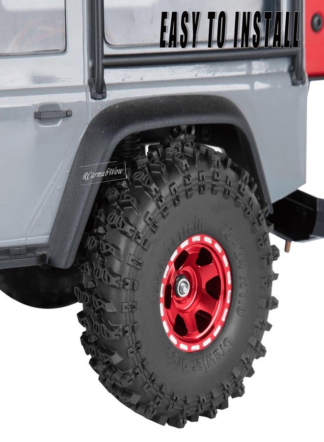 RCarmubWow 1.0 Beadlock Wheel Tires Set for 1/24 Axai1 SCX24,1/18 TRX4M RC Crawler Car,1.0 Beadlock Wheels 1.0 Beadlock Tires RC Upgrades Part,4pcs,Red - Image 4