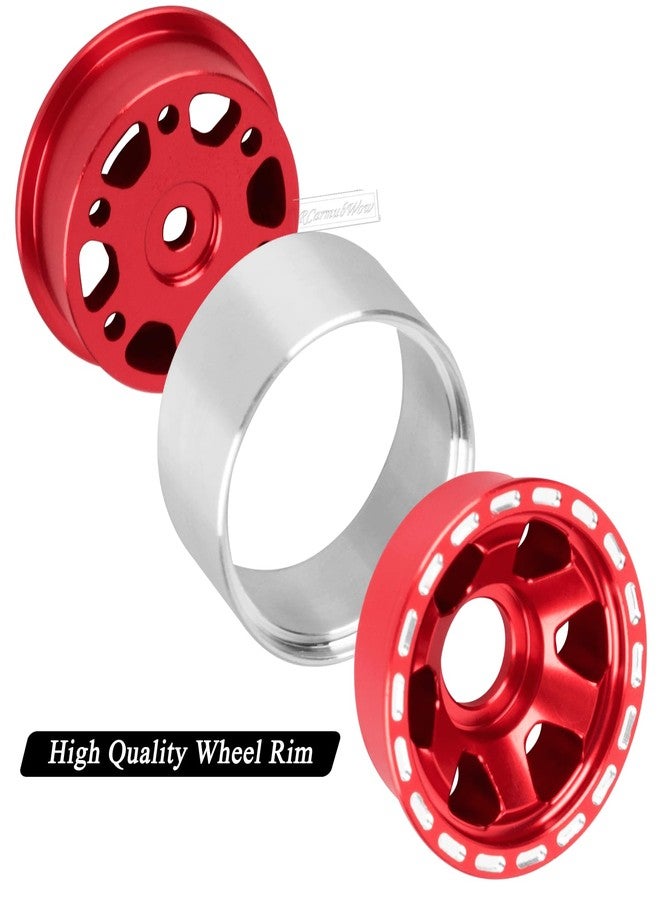 RCarmubWow 1.0 Beadlock Wheel Tires Set for 1/24 Axai1 SCX24,1/18 TRX4M RC Crawler Car,1.0 Beadlock Wheels 1.0 Beadlock Tires RC Upgrades Part,4pcs,Red - Image 5