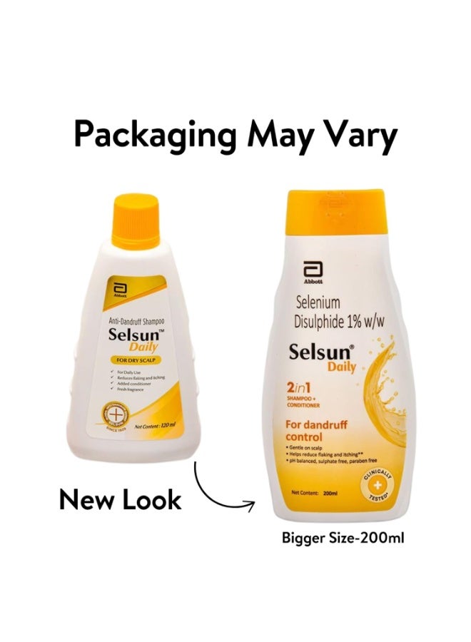 سيلسون شامبو وبلسم سيلسون ديلي 2 في 1 مضاد للقشرة، يزيل قشور القشرة، ويخفف الحكة المصاحبة للقشرة، متوازن الحموضة، خالٍ من الكبريتات والبارابين، 200 مل (عبوة واحدة) - Image 2
