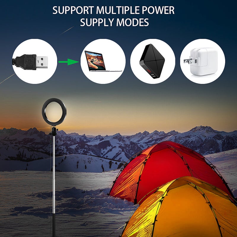 Loquat 8 Inch Ring Shaped LED Light with Tripod Phone Holder Multicolor - Image 3