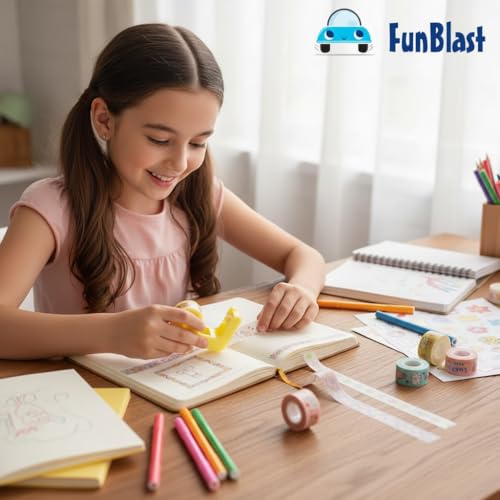 FunBlast Washi Tape Set – 24 Pcs Mini Decorative Masking Tape with 3 Dispenser, Paper Tape for Scrapbooking, Planners, Gift Wrapping, DIY Decoration Tapes for and Art & Craft (Pack of 3(Blue)) - Image 5
