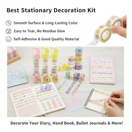 FunBlast Washi Tape Set – 24 Pcs Mini Decorative Masking Tape with 3 Dispenser, Paper Tape for Scrapbooking, Planners, Gift Wrapping, DIY Decoration Tapes for and Art & Craft (Pack of 3(Blue)) - Image 2