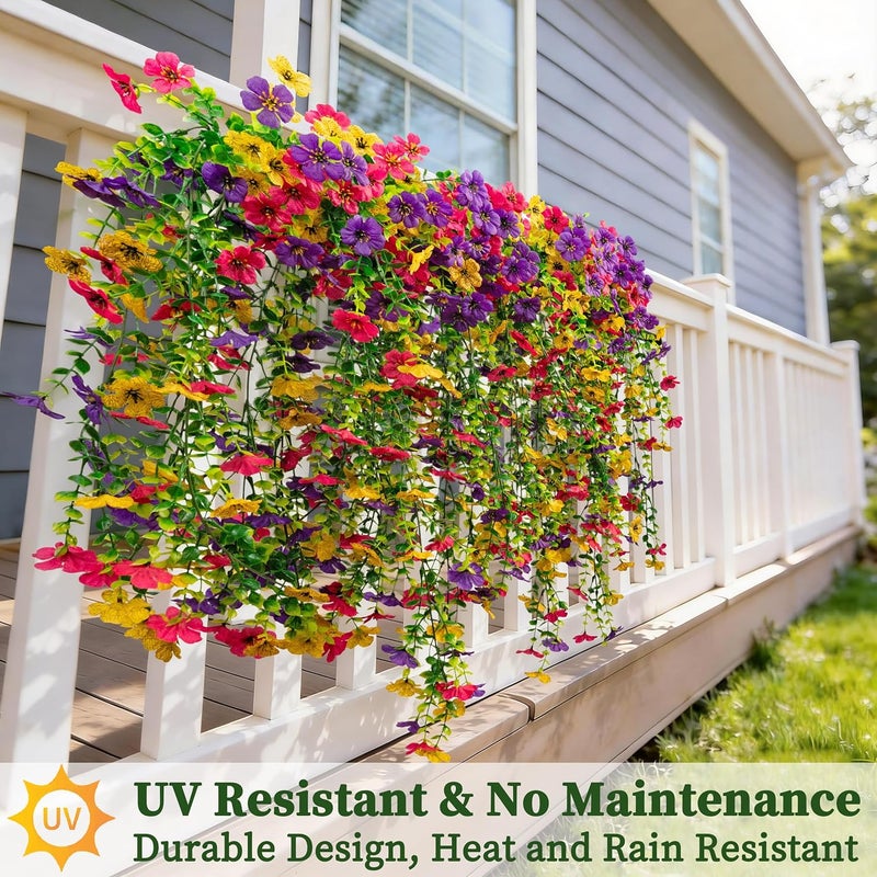 ColoPlay Artificial Hanging Flowers for Outdoors Faux Plants, 2PCS Artificial Outdoor Flowers for Spring Decor, UV Resistan Realistic Daisy Fake Hanging Plants for Indoor Planter Garden Porch(Vibrant Trio) - Image 4