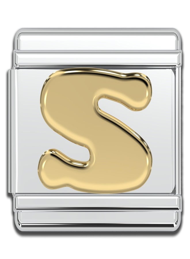Fablinks Italian Charm Letter, 9mm Gold Alphabet Initial S Charms Link Jewelry for Women, Stainless Steel Gold Letters Initials Links for Men - Image 1