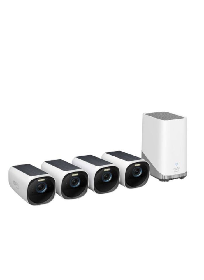 eufy eufyCam S330 (eufyCam 3 pro ) 4-Cam Kit, Security Camera Outdoor Wireless, 4K with Integrated Solar Panel, Face Recognition AI, Expandable Local Storage, Spotlight, No Monthly Fee  - Image 1