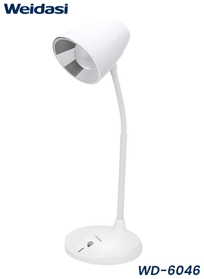 ويداسي مصباح طاولة LED قابل لإعادة الشحن WD-6046 | تعتيم ثلاثي المستويات | مصباح دراسة مرن بمقبض على شكل عنق الإوزة | شحن USB | مصباح LED ناعم للعناية بالعينين للقراءة والاستخدام المكتبي والسريري - Image 1