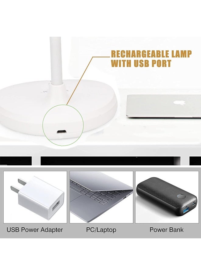 ويداسي مصباح طاولة LED قابل لإعادة الشحن WD-6046 | تعتيم ثلاثي المستويات | مصباح دراسة مرن بمقبض على شكل عنق الإوزة | شحن USB | مصباح LED ناعم للعناية بالعينين للقراءة والاستخدام المكتبي والسريري - Image 5