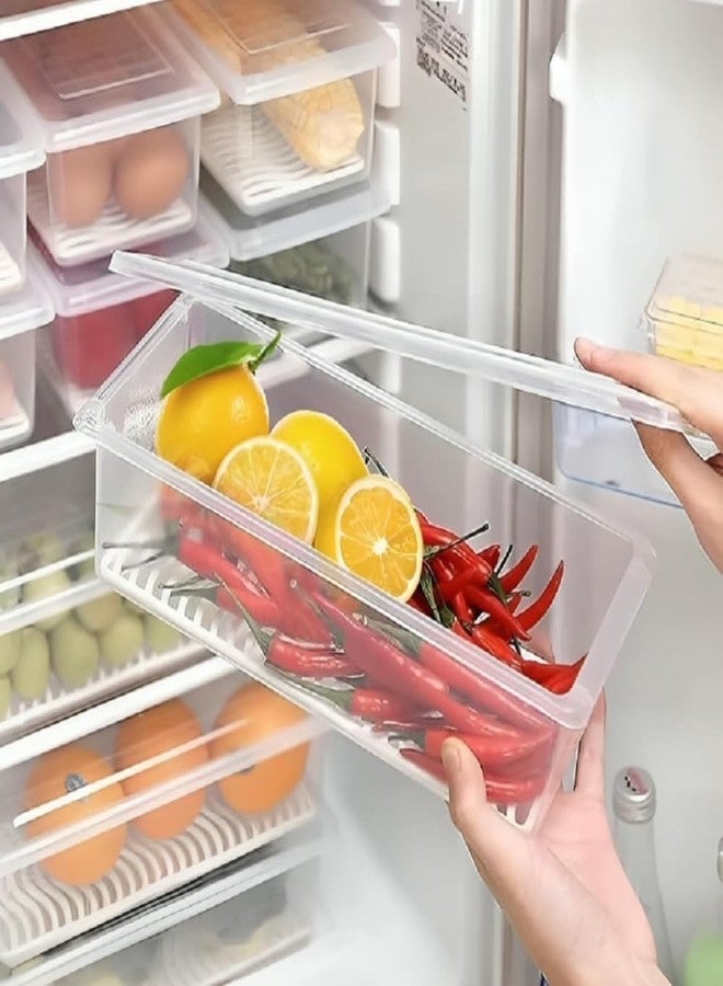 AT Ankit Traders 6 Food Storage Container Lid Fridge Storage Box Stackable Plastic Freezer Storage Containers To Keep Fresh for Fish, Meat, Vegetables, Fruits etc. (Pack of 12) - Image 1