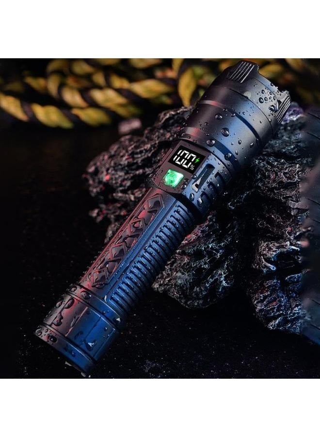 مصباح يدوي قابل لإعادة الشحن، مصباح يدوي صغير ساطع عالي اللومن، مصباح يدوي LED صغير بحجم الجيب للمشي لمسافات طويلة والتخييم (أسود) - Image 4