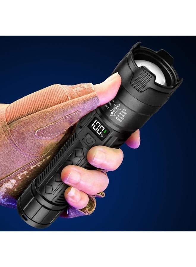 مصباح يدوي قابل لإعادة الشحن، مصباح يدوي صغير ساطع عالي اللومن، مصباح يدوي LED صغير بحجم الجيب للمشي لمسافات طويلة والتخييم (أسود) - Image 3