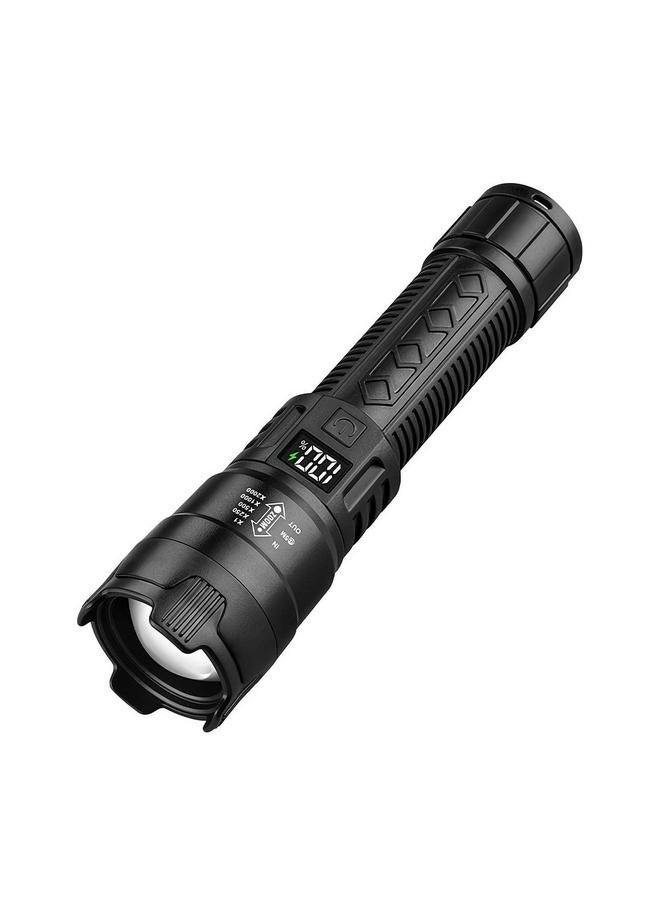 مصباح يدوي قابل لإعادة الشحن، مصباح يدوي صغير ساطع عالي اللومن، مصباح يدوي LED صغير بحجم الجيب للمشي لمسافات طويلة والتخييم (أسود) - Image 1