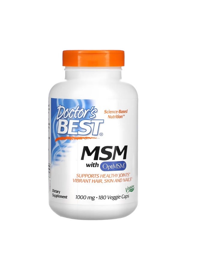 دكتورز بست MSM with OptiMSM 1000 mg 180 Veggie Caps - Image 1