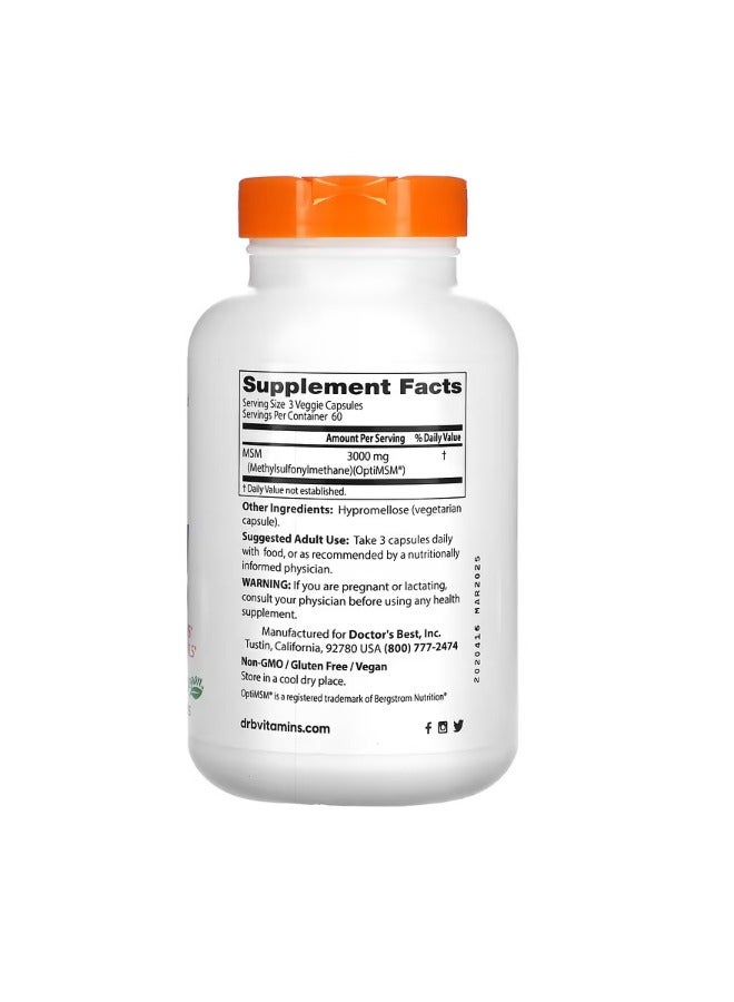 دكتورز بست MSM with OptiMSM 1000 mg 180 Veggie Caps - Image 2