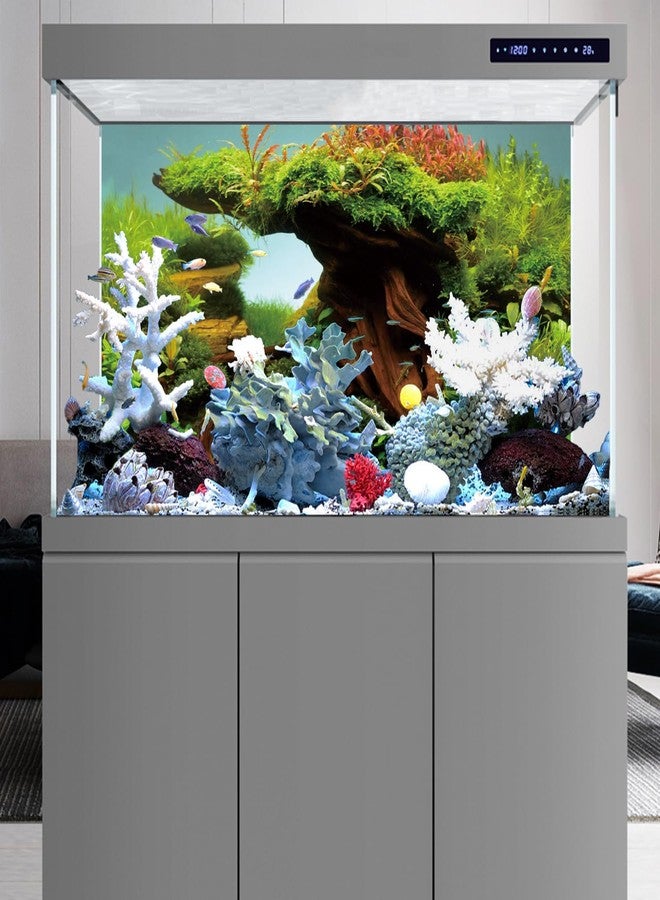 AWERT 48x24 inches Wood Fish Tank Background Seaweed Aquarium Background River Bed & Lake Aquarium Background Vinyl Background - Image 5