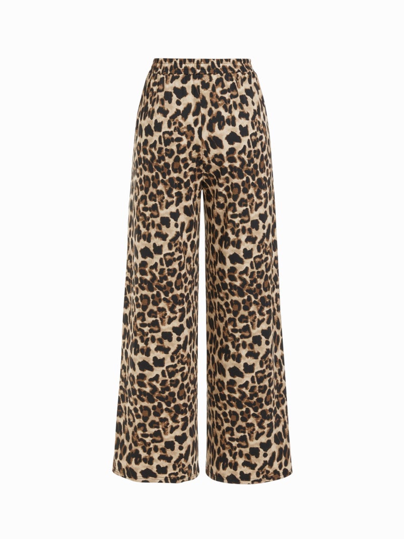 CIDER Leopard Palazzo Pants for Women Wide Leg Flowy Pants with Pockets Elastic Mid Waist Summer Beach Vacation Outfits - Image 5