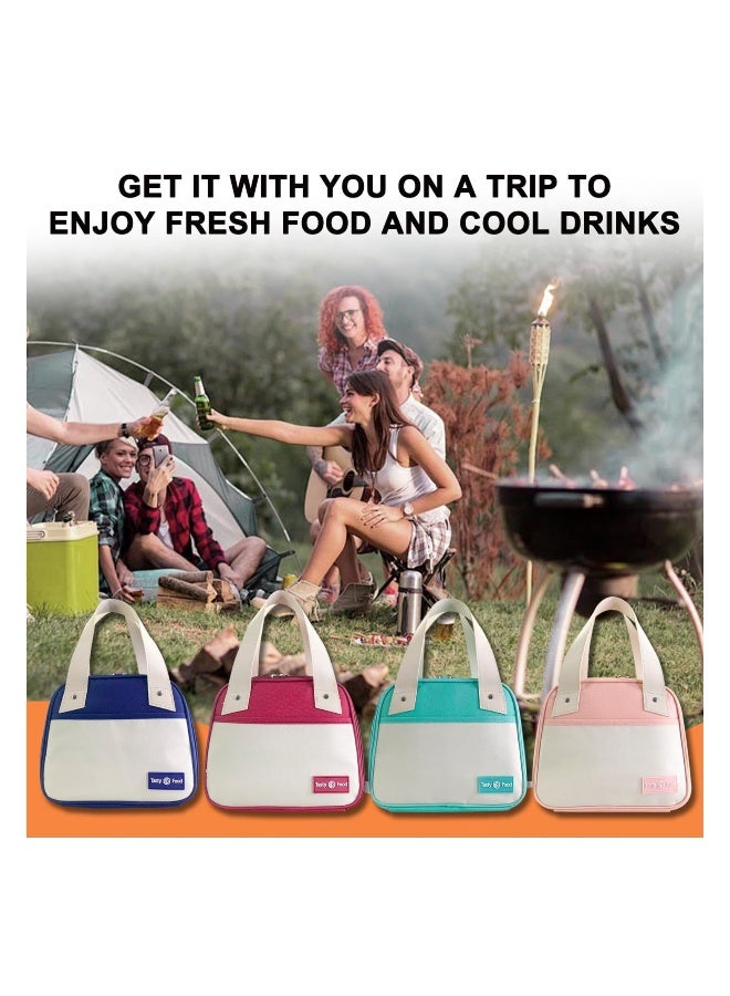 Lunch Bag for Women & Men, Insulated Lunch Tote Bag Simple Lunch Box Bag Small Portable Lunchbox Organizer Cooler Bag Meal Prep Bento Lunch Bag for Work Picnic Beach Travel (Blue)  - Image 2