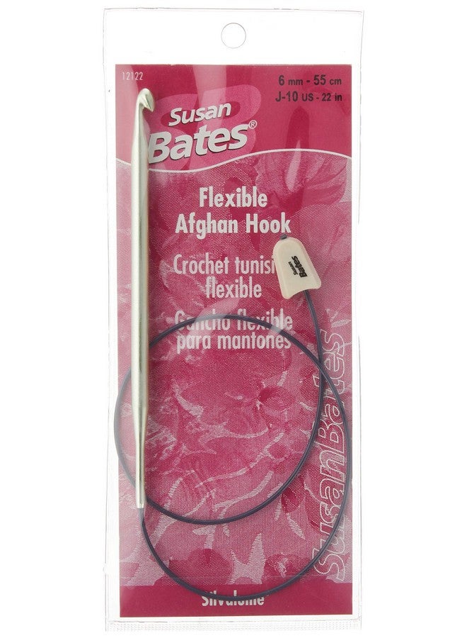 سوزان بيتس خطاف كروشيه أفغاني مرن من الألومنيوم مقاس 22 بوصة مقاس J10/6 مم من سيلفالوم - Image 1