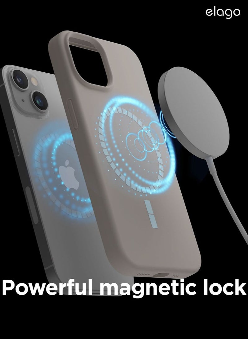 Elago Silicone Shockproof iPhone 14 Case Cover with MagSafe - Stone - Image 3