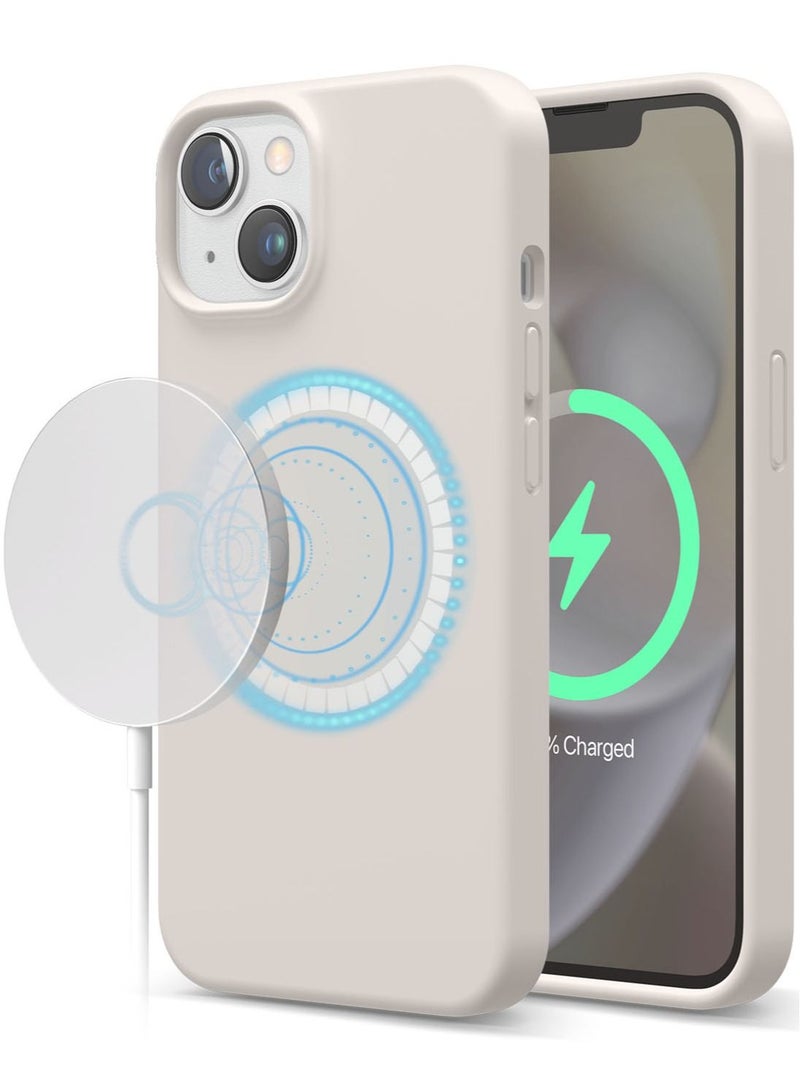 Elago Silicone Shockproof iPhone 14 Case Cover with MagSafe - Stone - Image 1