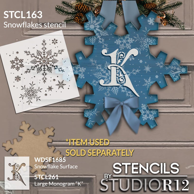 Studio R 12 Snowflakes Stencil by StudioR12 | Delicate Winter Snow Art - Reusable Mylar Template | Painting, Chalk, Mixed Media | Use for Journaling, DIY Home Decor - STCL163 (11.5" x 11") - Image 3