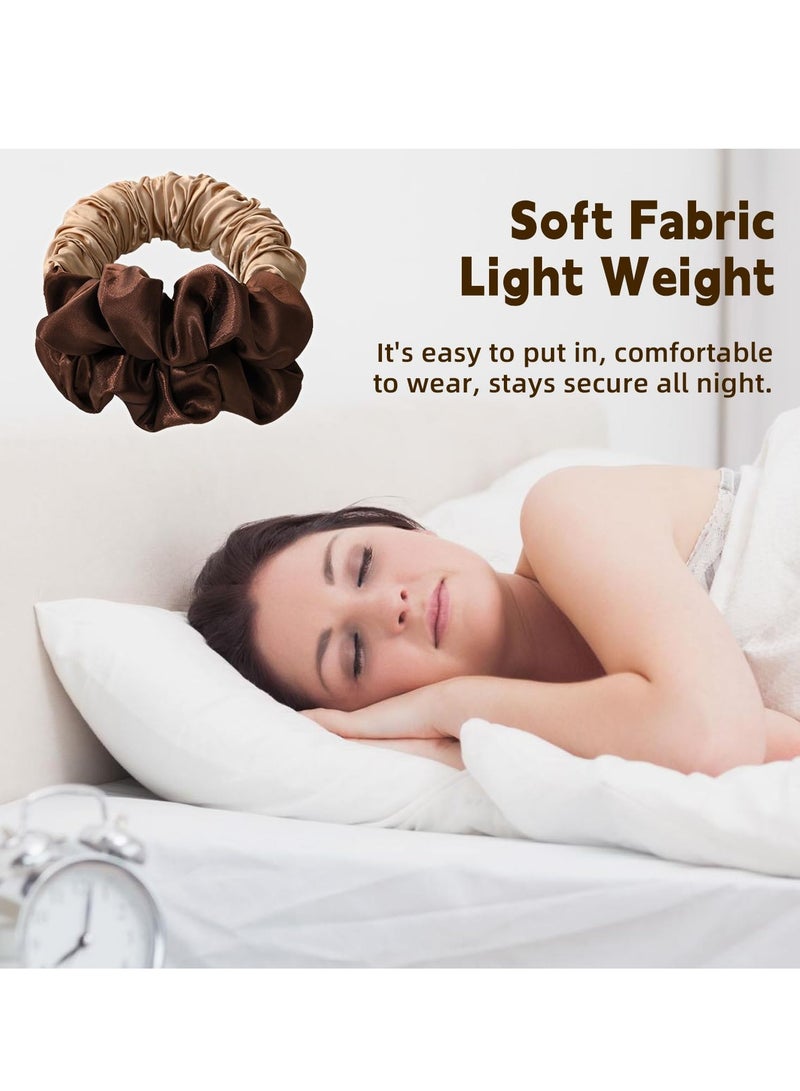 أونليماي فقط عبوتان من مكواة تجعيد الشعر بدون حرارة للاستخدام طوال الليل، وربطة شعر تجعيد بدون حرارة للنساء، وعصابة رأس ناعمة من الحرير للشعر الطويل للاستخدام طوال الليل. (بني + بني بنقشة جلد الفهد) - Image 4