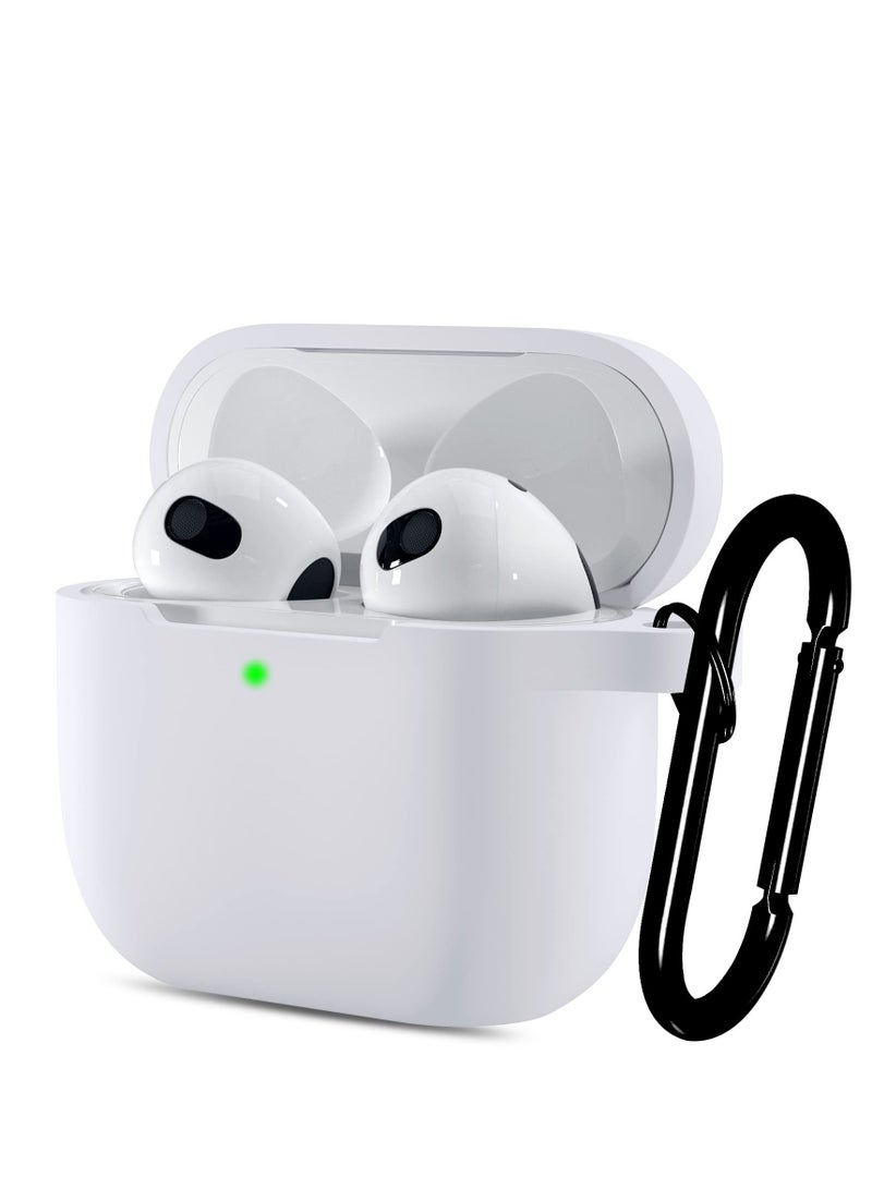 SZOXST AirPods 4 Case Cover with Keychain Full Body Protective Shockproof Cute Soft Silicone Compatible with Airpods 4th Generation Case 2024 for Women Men Front LED Visible White - Image 1