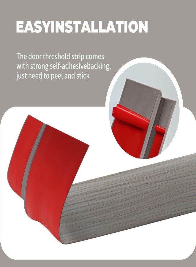 EaseThrift Floor Transition Strip Door Threshold 36 inch, 1/2'' ~ 3/5'' Threshold Ramps for Doorways, Vinyl-Transition Strip for Door Floor (Wood Grain Gray) - Image 2