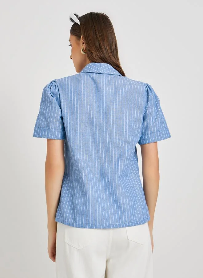 Take Two Take Two Striped Button Up Short Sleeve Blazer