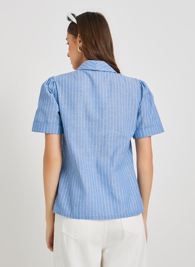 Take Two Take Two Striped Button Up Short Sleeve Blazer  - Image 4