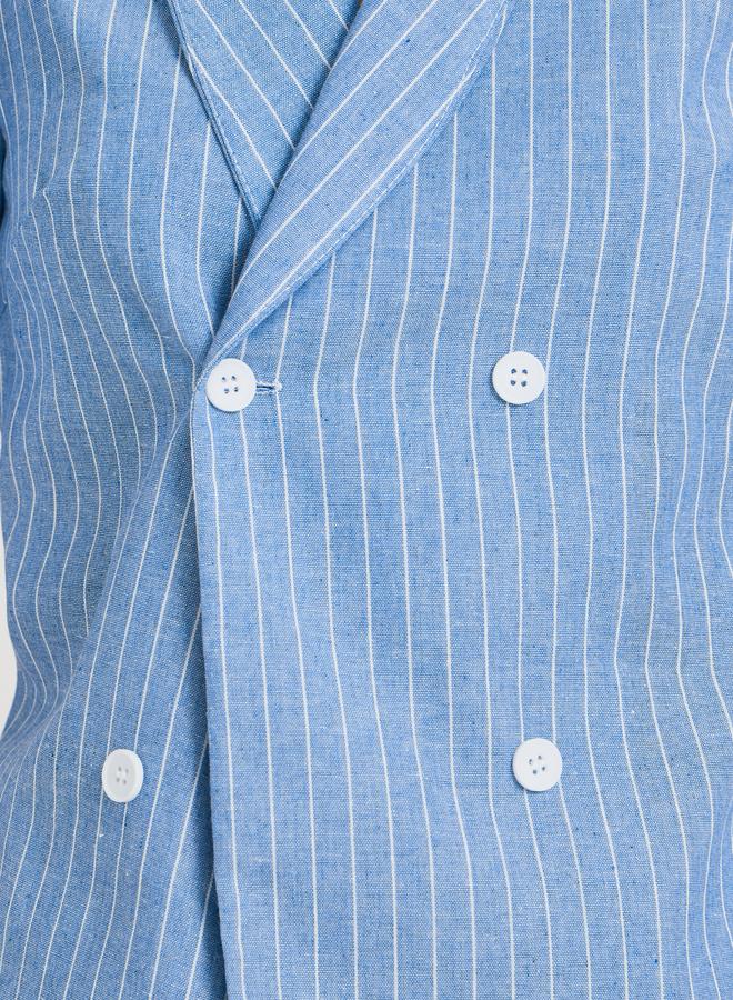 Take Two Take Two Striped Button Up Short Sleeve Blazer  - Image 3