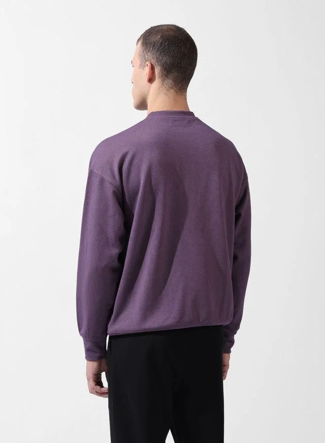 The Indian Garage Co Men Relaxed Fit Self Design Crew Neck Full Sleeves Sweatshirt