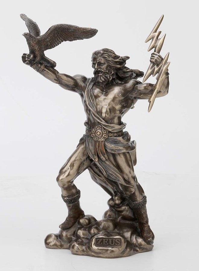 Veronese Design 8 1/2 Inch Greek God Zeus Thunderbolt Strike Cold Cast Resin Antique Bronze Finish Statue Home Decor - Image 1