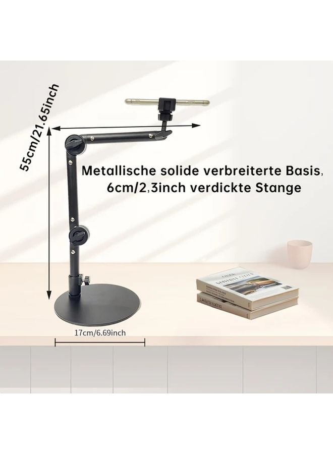 Black Metal Phone Stand 360 Adjustable Holder For Live Streaming Vlog Tablet - Image 3