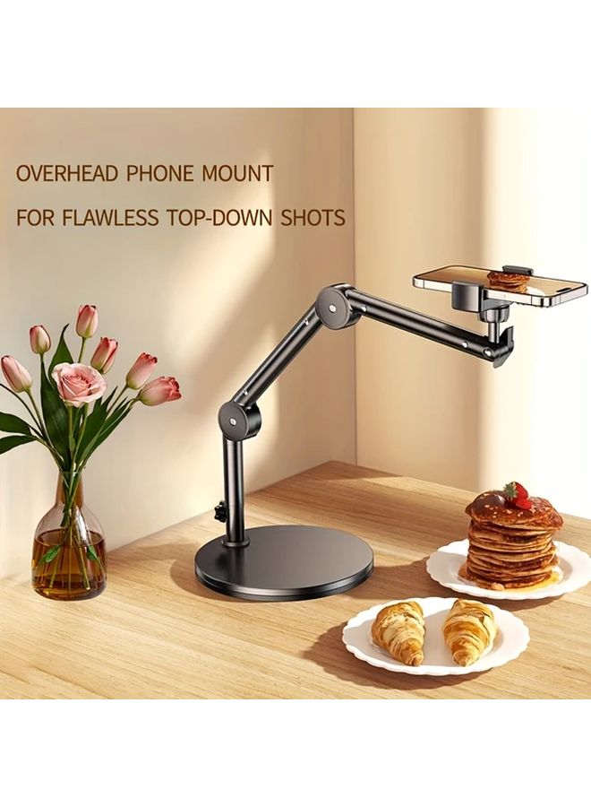 Black Metal Phone Stand 360 Adjustable Holder For Live Streaming Vlog Tablet - Image 1