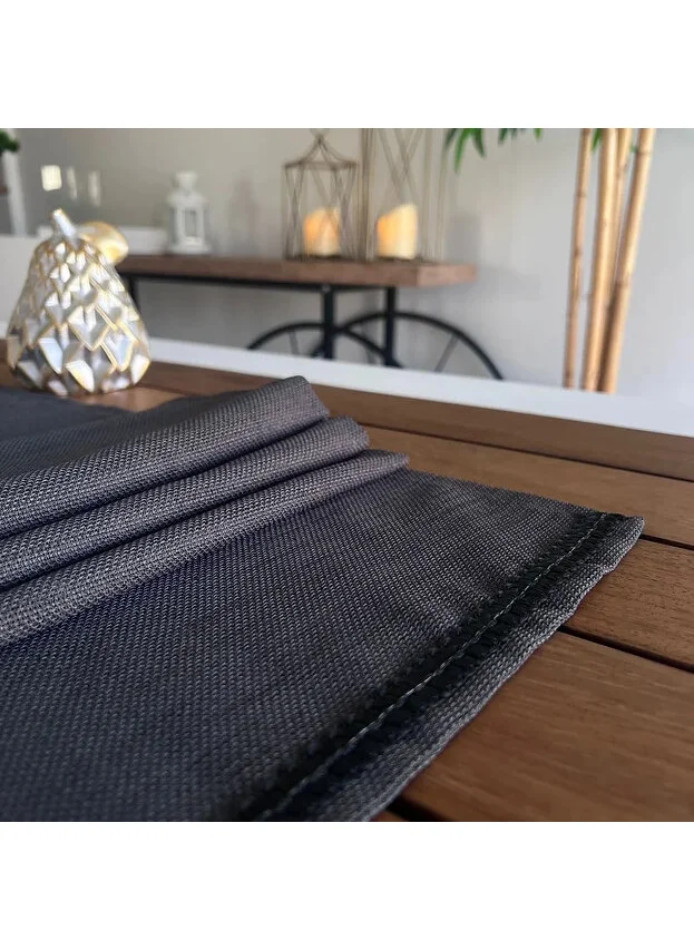 Deseni̇zmir PatternIzmir Anthracite Linen Linen Square Cut Runner