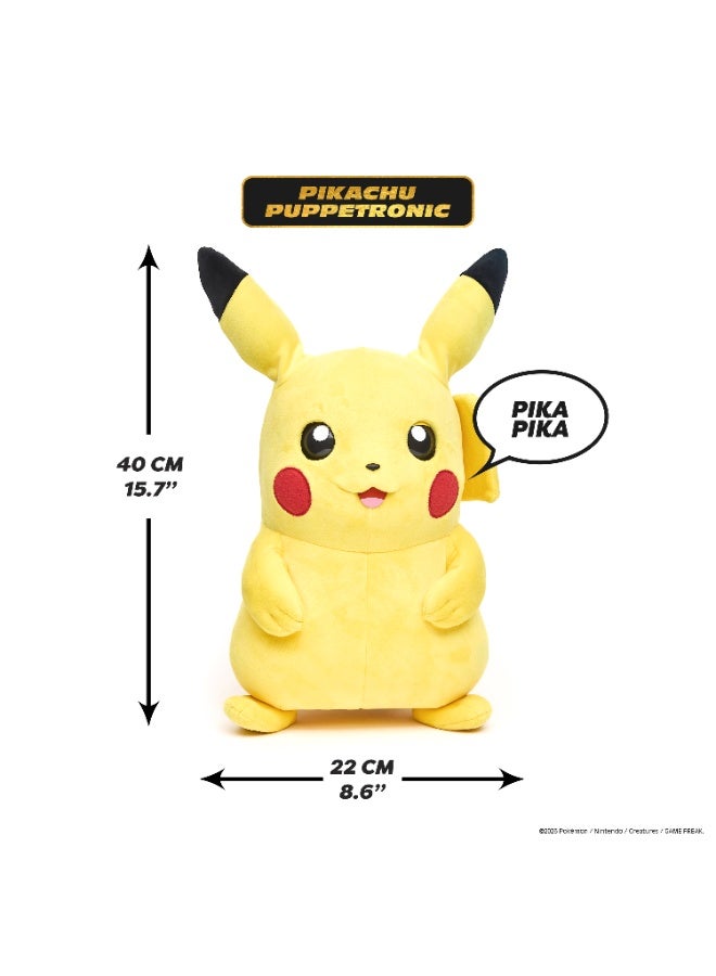 Pokemon RealFX Pikachu Puppetronic | Wow Stuff | Puppet | Interactive Plush Toy | Soft Toy | 120+ Sounds & Actions | Moving Mouth, Blinking Eyes, Dual-Motion Ears, Light-Up Cheeks | Premium Gift for Kids and Adult Collectors - Image 4