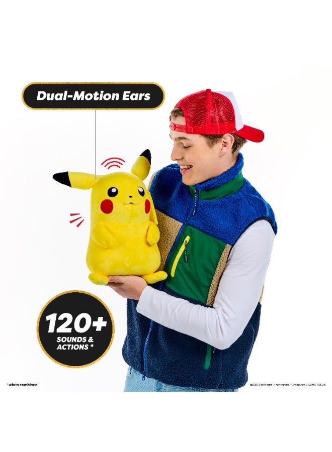 Pokemon RealFX Pikachu Puppetronic | Wow Stuff | Puppet | Interactive Plush Toy | Soft Toy | 120+ Sounds & Actions | Moving Mouth, Blinking Eyes, Dual-Motion Ears, Light-Up Cheeks | Premium Gift for Kids and Adult Collectors - Image 5