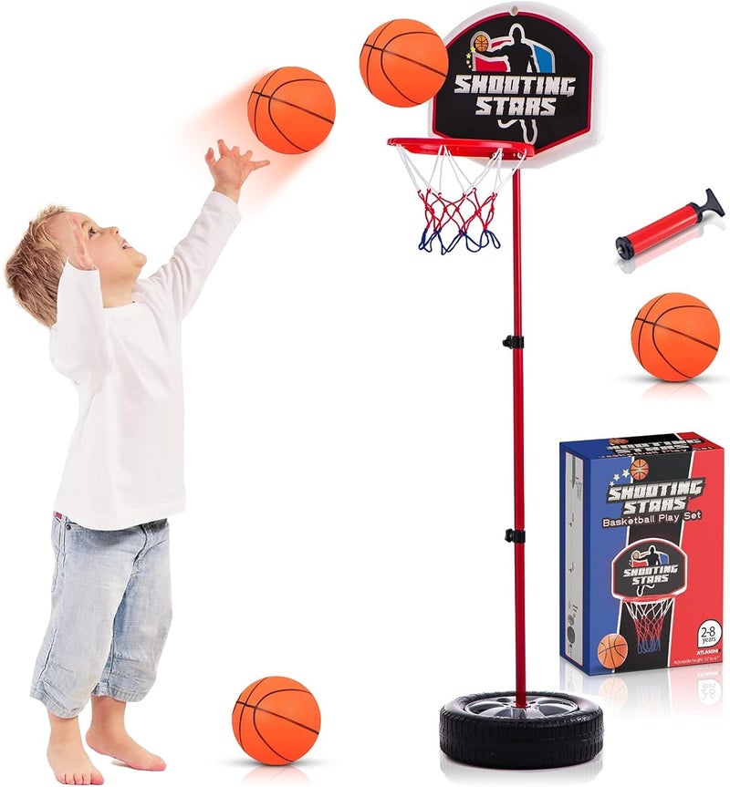 Atlasonix Toddler Basketball Hoop for Kids 1-3 - Adjustable Indoor & Outdoor Mini Court Set -Party Summer Birthday Fun Gift for Ages 2-4 Includes Basketball Goal, Stand, and Balls - Image 1