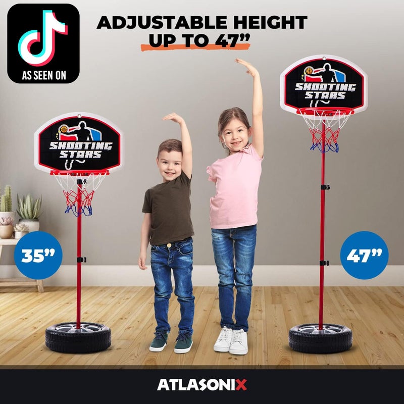 Atlasonix Toddler Basketball Hoop for Kids 1-3 - Adjustable Indoor & Outdoor Mini Court Set -Party Summer Birthday Fun Gift for Ages 2-4 Includes Basketball Goal, Stand, and Balls - Image 2