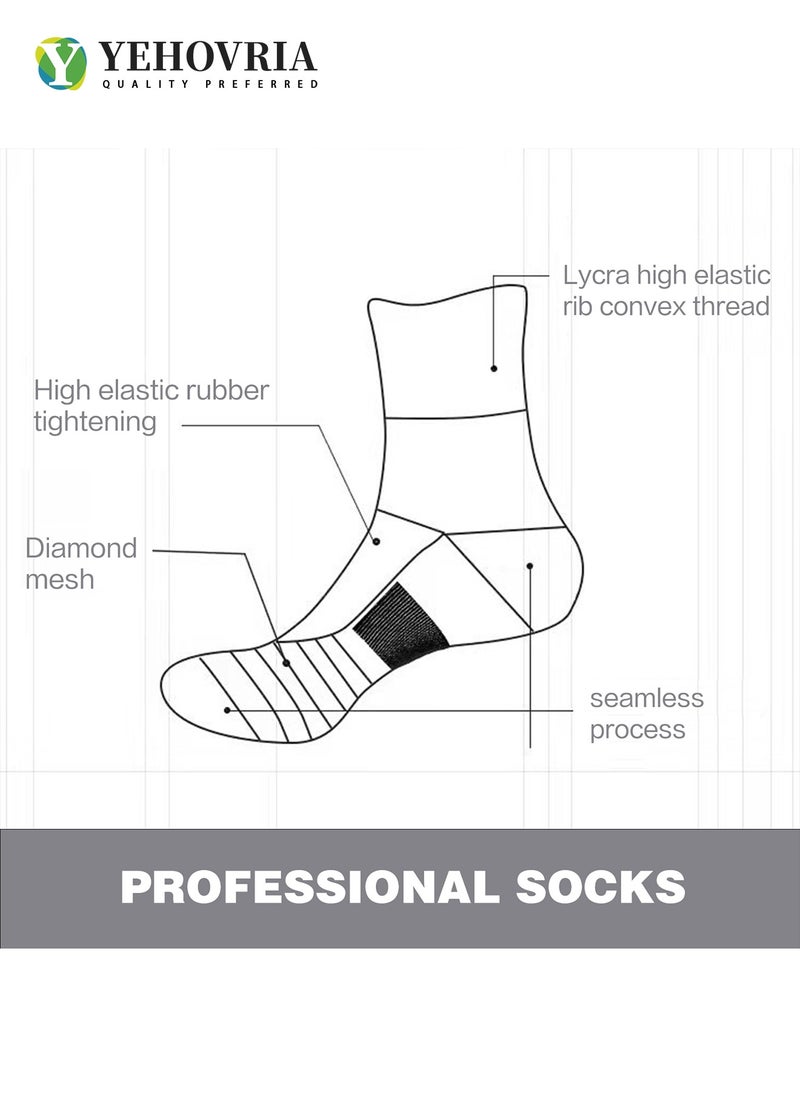 YEHOVRIA 3 Pairs Basketball Socks for Men Running Training Boys Compression Cotton Sock Men Athletic Crew Socks Performance Thick Cushioned Sport Lightweight and Breathable  - Image 4