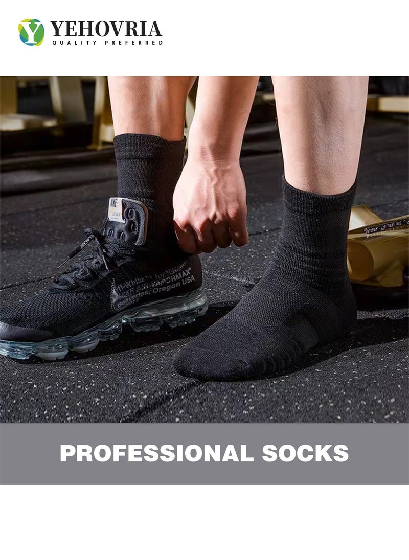 YEHOVRIA 3 Pairs Basketball Socks for Men Running Training Boys Compression Cotton Sock Men Athletic Crew Socks Performance Thick Cushioned Sport Lightweight and Breathable  - Image 5
