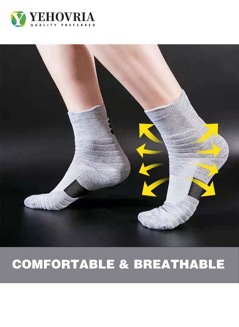 YEHOVRIA 3 Pairs Basketball Socks for Men Running Training Boys Compression Cotton Sock Men Athletic Crew Socks Performance Thick Cushioned Sport Lightweight and Breathable  - Image 3