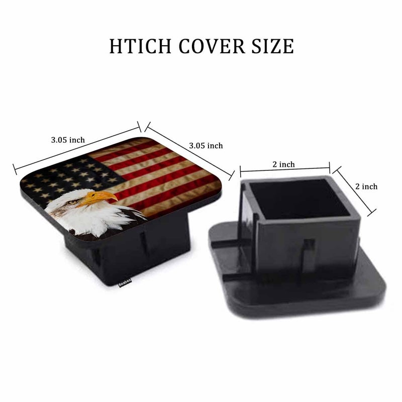 Beabes Trailer Hitch Cover 2 Inch Bald Eagle  Grunge American Bald Eagle USA Flag Heavy-Duty Tow Rear Receivers Plug Covers  2"" Rubber Towing Hitch Cover for Trucks Cars SUVs Sedans - Image 2