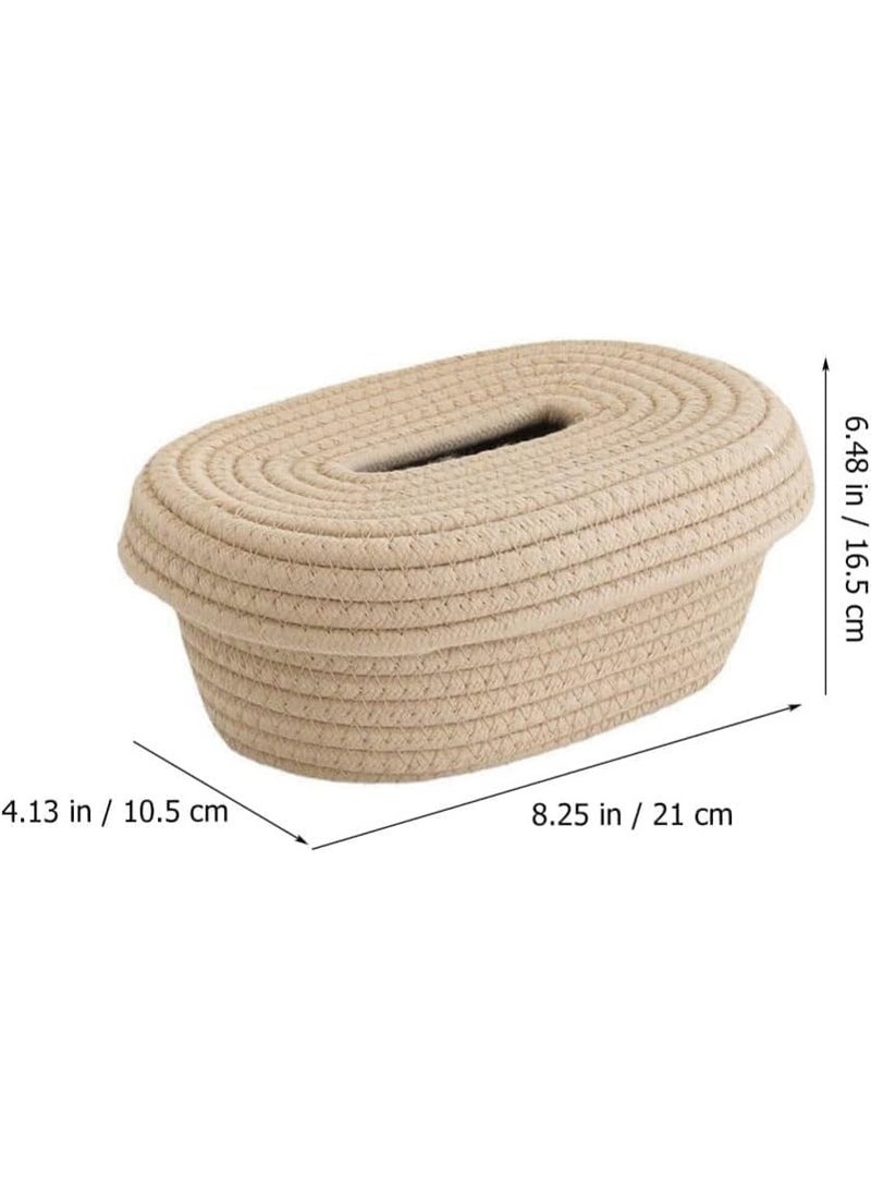 ناما غطاء علبة مناديل منسوج من الحبل، حامل علبة مناديل مزخرف، غطاء علبة مناديل مستطيل للحمام وغرفة النوم وخزانة الملابس وغرفة المعيشة والمكتب - Image 2