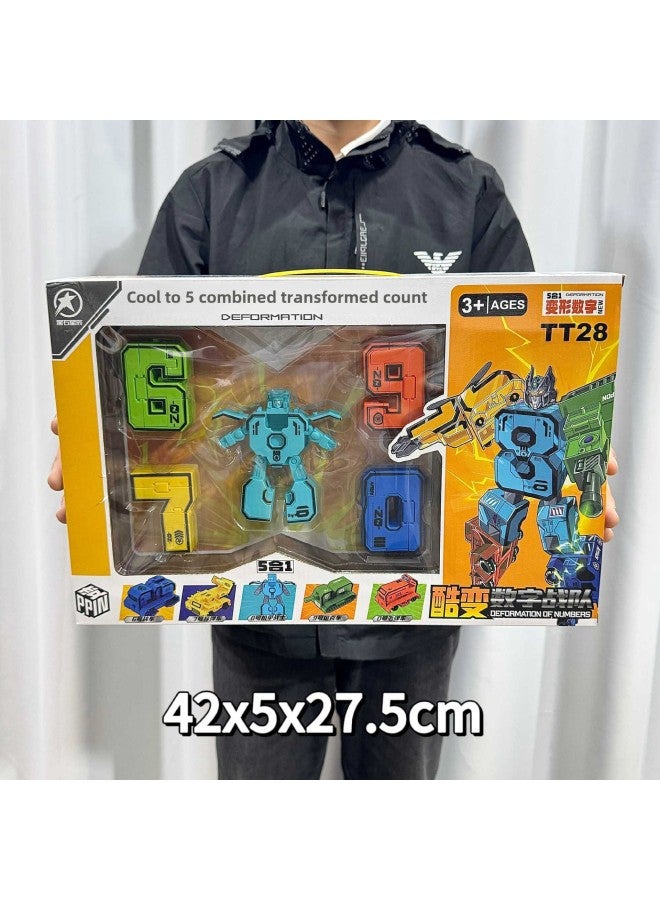 Big Gift Box Deformation Robot Mask Suit Children's Toys Education And Training Institutions Gift Points Exchange Night Market Wholesale-Color:5 Combined Transformed Number Set - Image 1