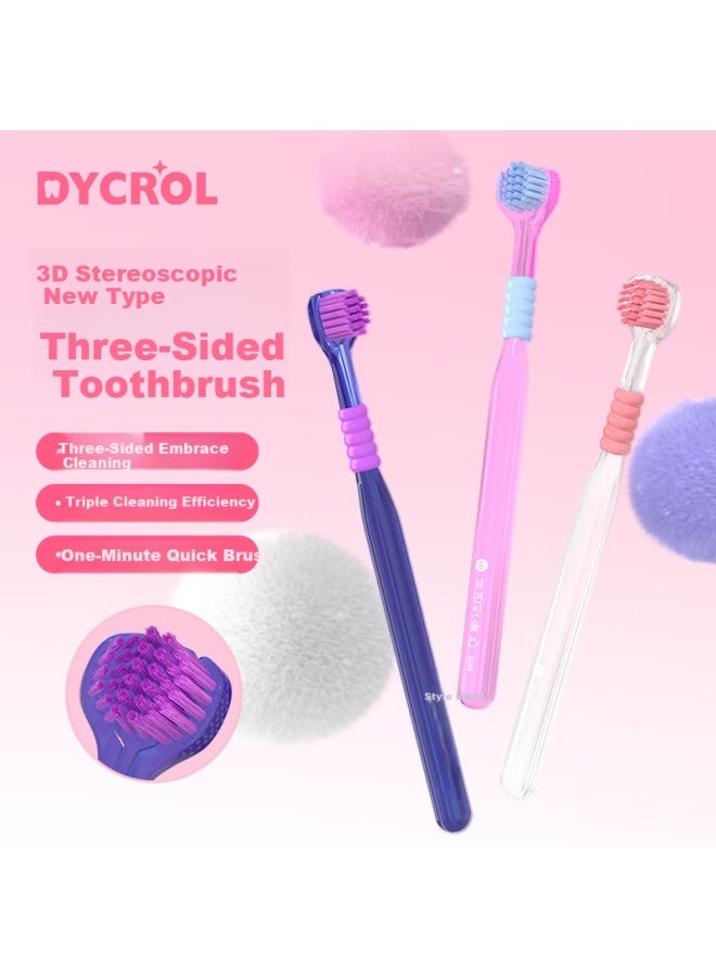 DYCROL Daike Three-sided Toothbrush, Soft Bristles For Adults, U-shaped Toothbrush, Spiral Brush, High-value Dopamine Three-head Toothbrush - Image 1