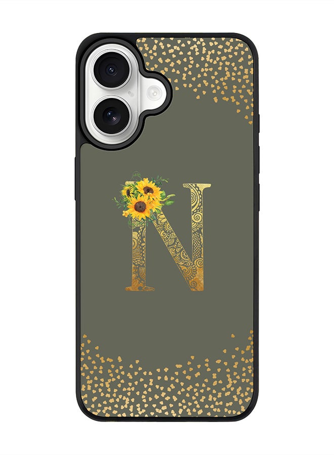 Stylizedd iPhone 17 Case, [Compatible with MagSafe] Slim Magnetic cover Phone Case iPhone 17 -Custom Floral Monogram - N  (Olive Green ) - Image 1