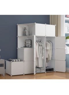 XiuWoo Portable Closets Cube Wardrobe 12 Cube Modular Storage Cabinet with 2 Hanging Rail & Door Large Organizer Cupboard and Dirty Clothes Basket Combination Bedroom Armoire Plastic Bin Clothing Cabinet for  - Image 1
