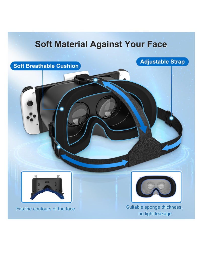 Upgraded VR Headset for Switch OLED Model - Adjustable HD Lenses  Comfortable Head Strap, Labo VR Kit 3D Goggles Compatible with Switch Accessories. - Image 5